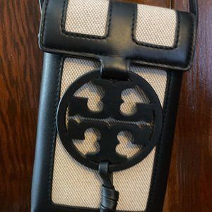 Tory Burch Miller Phone Crossbody Bag - Black and White